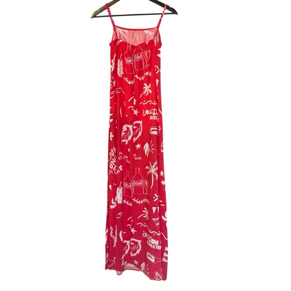 Paper Heart Anthropologie Resort Wear Red Linen Blend Wine Print Maxi Dress NWT - Picture 8 of 13